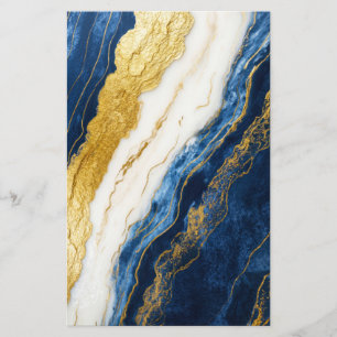 Marble de hojas de oro y azul de la marina de lujo