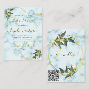 Marble de oro Código QR Bebé Niño Invitación a duc
