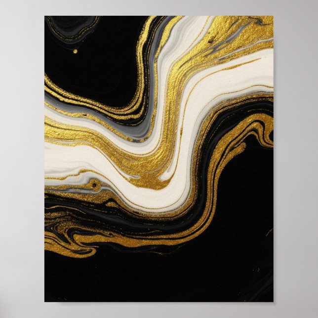 Marble de oro de lujo - Arte fluido abstracto (Frente)