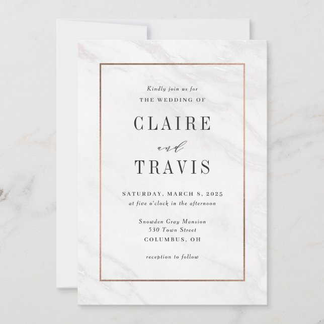 Marble Deluxe Invitación a la boda moderna MAR (Anverso)