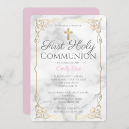 Marble First Holy Communition Invitaciones Para Ch