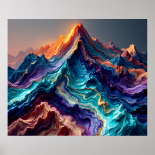 Marble Flow Mountains – Arte abstracto colorido