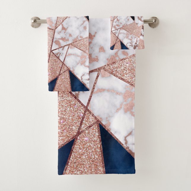 Marble geométrico lujoso Rosa Gold Purpurina (In situ)