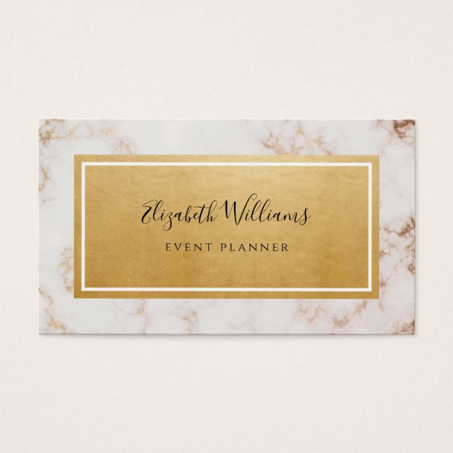 Marble Gold Pink Event Planner Tarjeta de presenta (Frente)