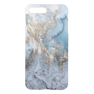 Marble Golden Blue Abstract iPhone7 plus Funda