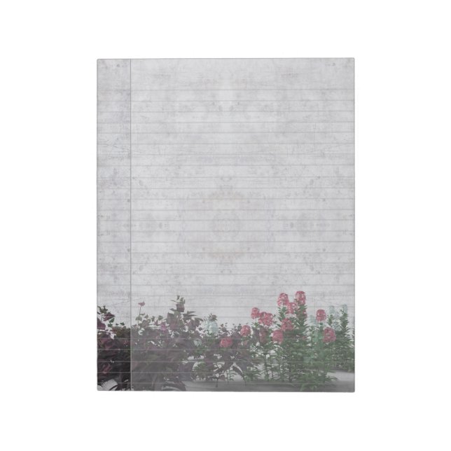 Marble gris de borde floral Bloc de notas legal (Lado Izquierdo)