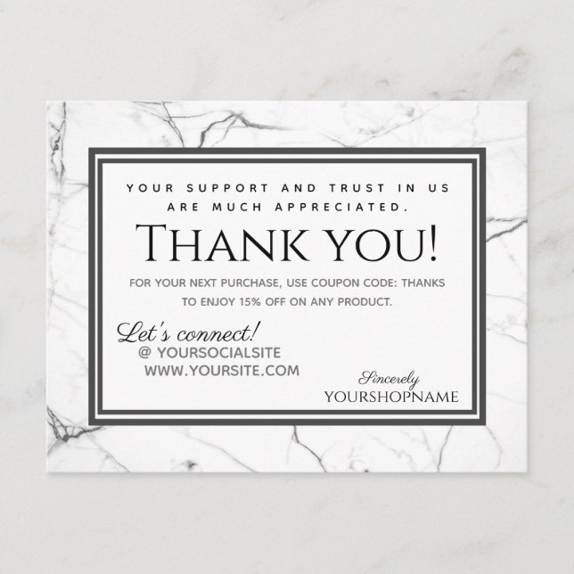 Marble gris moderno Gracias por tu tarjeta de pedi (Anverso)