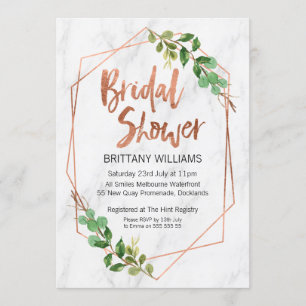 Marble Line Art Greenery Bridal Shower Invitación