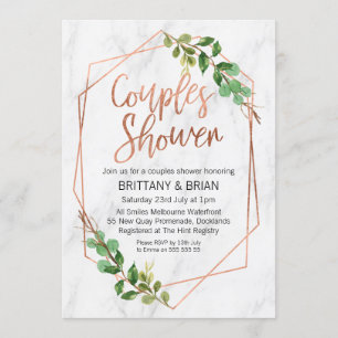 Marble Line Art Greenery Parejas Invitación a la d