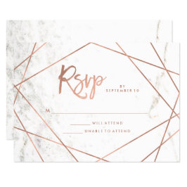 Marble Look y Faux Rosa Gold Geometric RSVP