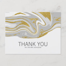 Marble moderno y Boda de oro gracias postal
