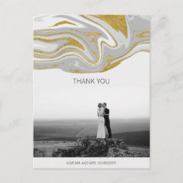 Marble moderno y Boda de oro gracias postal