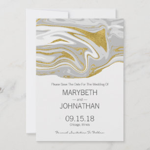 Marble moderno y Boda de Oro Guardar la Tarjeta de