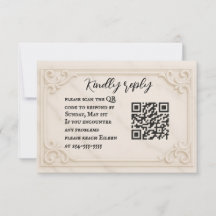 Marble Motif Código QR Boda Tarjeta RSVP