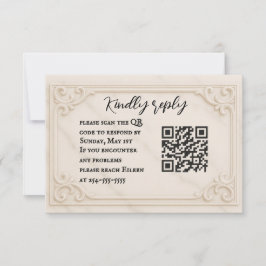 Marble Motif Código QR Boda Tarjeta RSVP