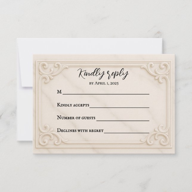 Marble Motif Wedding Tarjeta RSVP (Anverso)