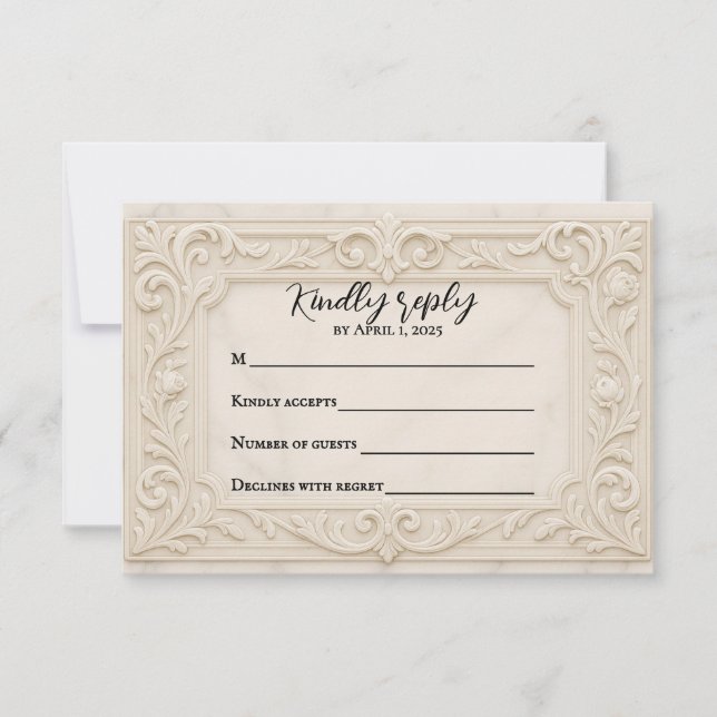 Marble Mystique Wedding Tarjeta RSVP (Anverso)