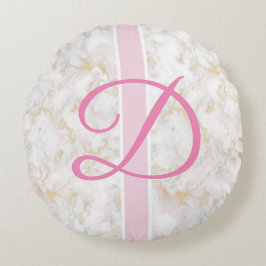 Marble Pouf de almohada rosada inicial personaliza