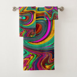 Marble rosa caliente y espuma verde abstracto arte