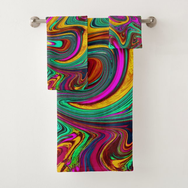 Marble rosa caliente y espuma verde abstracto arte (In situ)