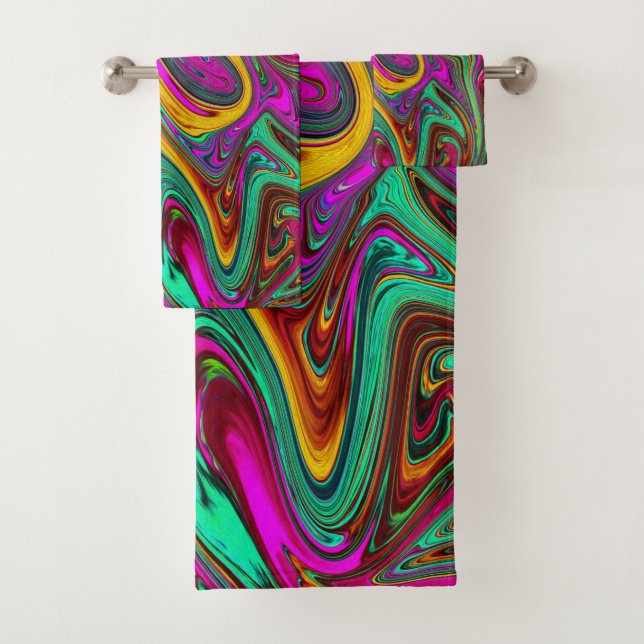 Marble rosa caliente y espuma verde abstracto arte (In situ)