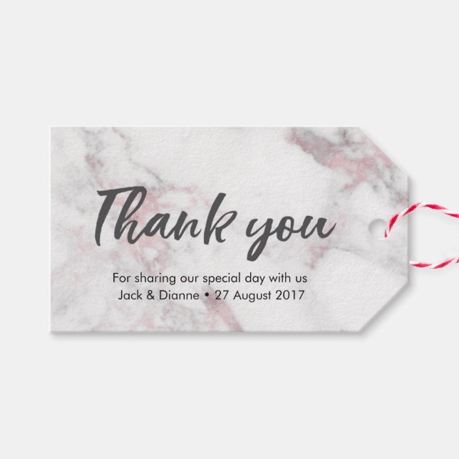 Marble rosa personalizado Gracias por las etiqueta (Frente (Horizontal))