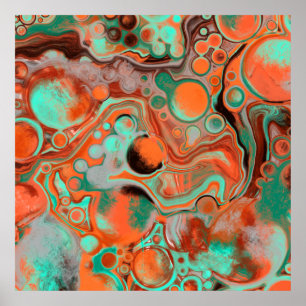 Marble, Verde azulado, arte de Naranja con fluido 