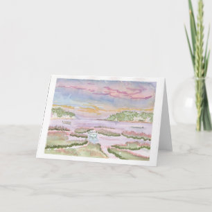 Marblehead Marsh Watercolor Tarjeta plegada