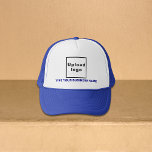 Marca comercial azul en sombrero para camioneros<br><div class="desc">Marca comercial azul en sombrero de camionero de personalizable. Personalizar tecleando su nombre de negocio y subiendo su logotipo de negocio. Puede incluirlo en sus productos promocionales, regalar artículos o regalos a sus clientes o clientes, una estrategia de marketing para promocionar su negocio o su marca. Un camionero de personalizable...</div>