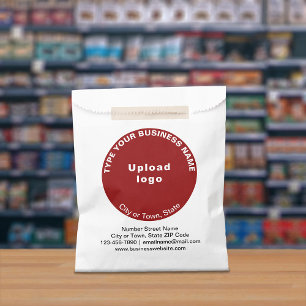 Marca comercial de redondeo rojo en bolsa de papel
