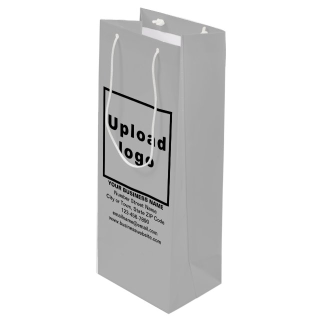 Marca comercial en bolsa de regalo de vino gris (Angulo Anverso)