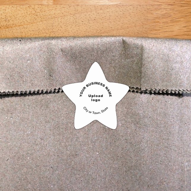 Marca comercial en Pegatina de forma Estrella blan (Build brand name awareness. Your business brand on white star sticker.)