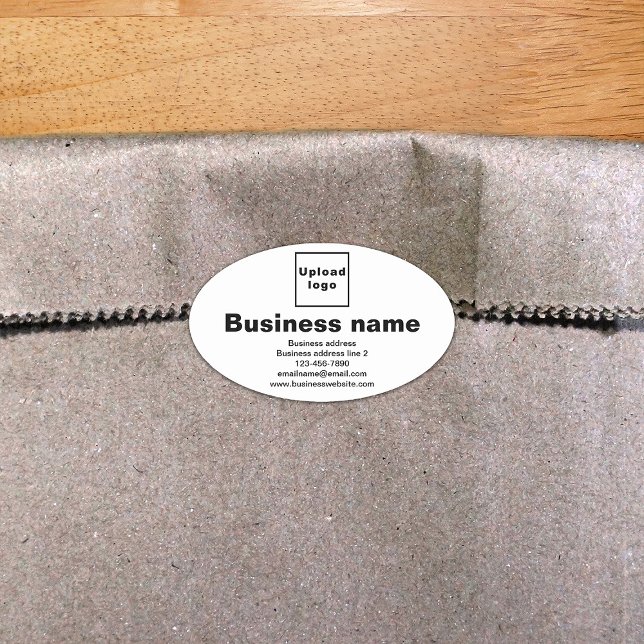 Marca comercial en Pegatina de forma ovalada blanc (Build brand name awareness. Your business brand on white oval shape sticker.)