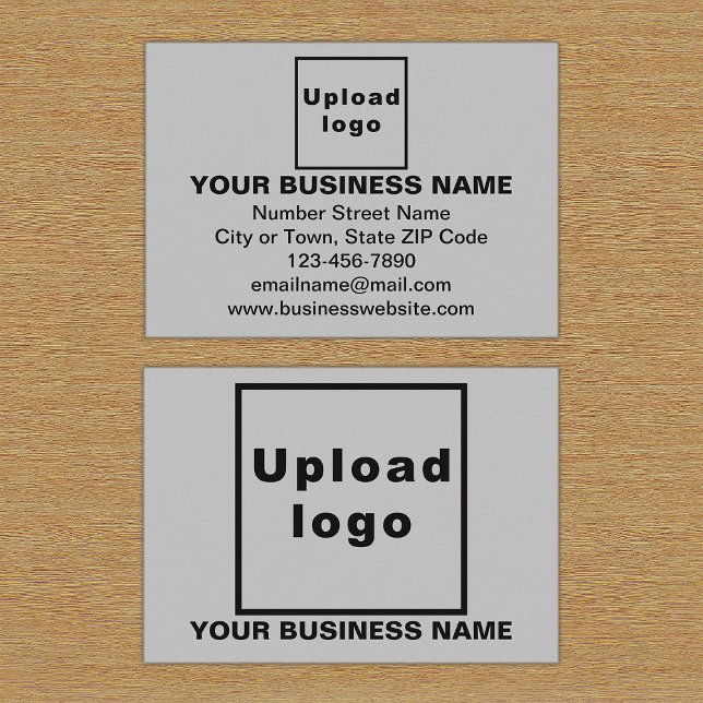 Marca comercial en tarjeta de envoltura de rectáng (Front and back sides of gray enclosure card with your business brand.)