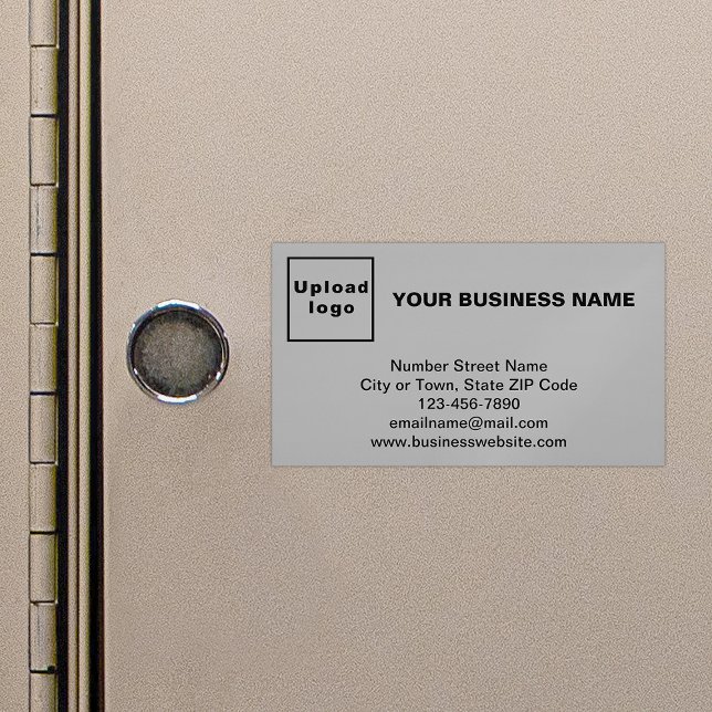 Marca comercial en tarjeta magnética gris pequeña (Gray magnetic business card with your business brand)
