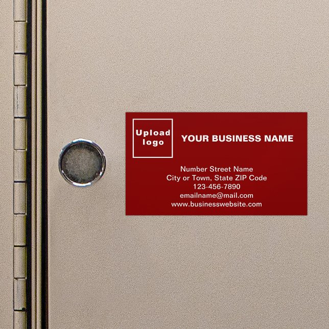 Marca comercial en tarjeta magnética roja pequeña (Red magnetic business card with your business brand)