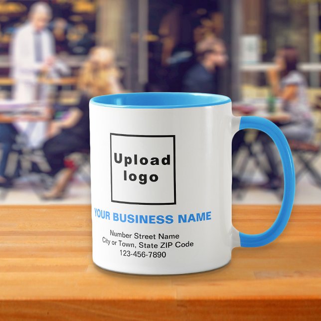 Marca comercial en una taza combinada azul claro (Build brand name awareness. Your business brand on light blue combo mug.)