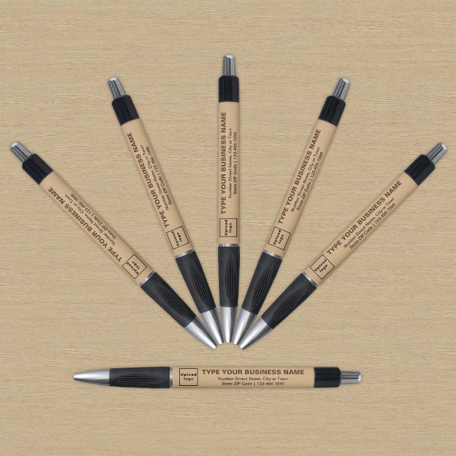 Marca Comercial Marrón Claro en Bolígrafo (Pen with light brown barrel and your business brand)