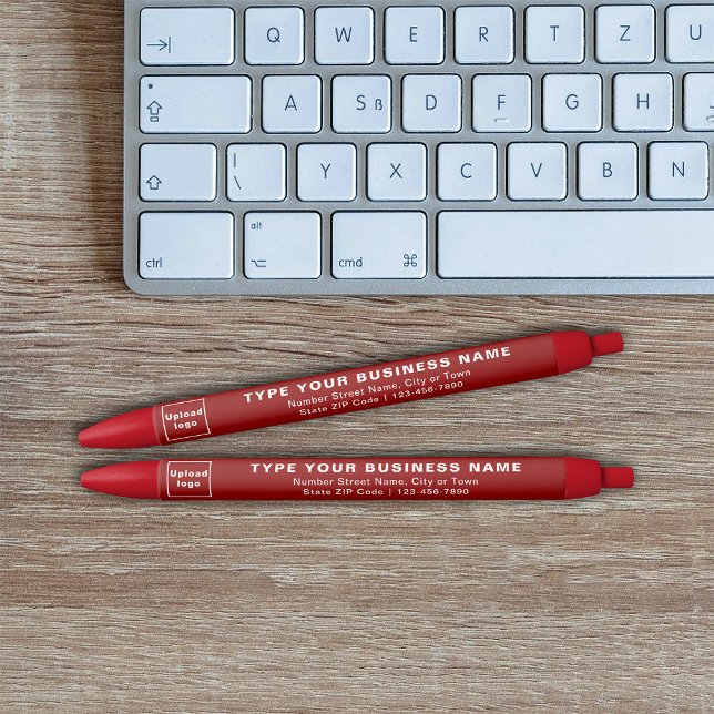 Marca comercial roja en pluma de tinta (Ink pen with red barrel and your business brand)