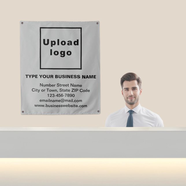 Marca comercial sobre tapiz gris (Business brand on gray tapestry in reception.)