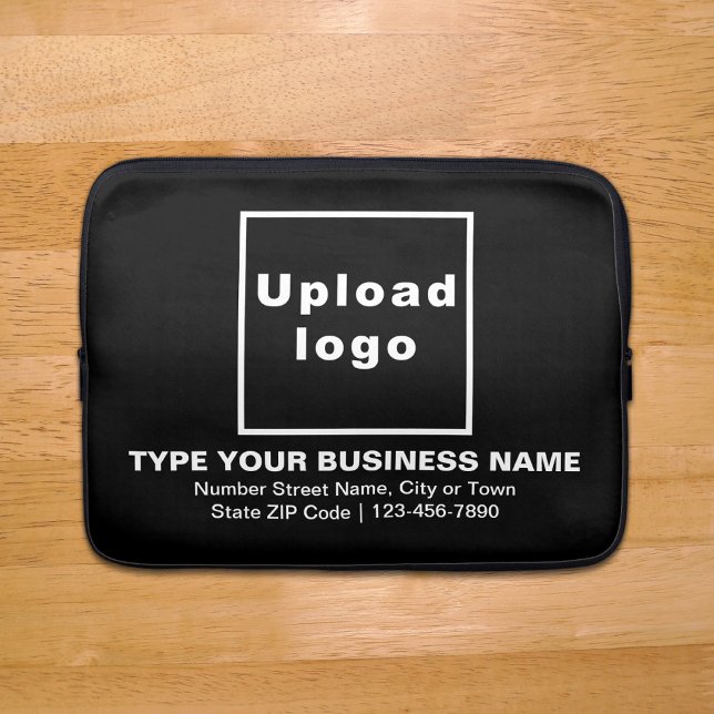 Marca de negocios Funda para Portátiles Negra (Your business brand on black laptop sleeve.)
