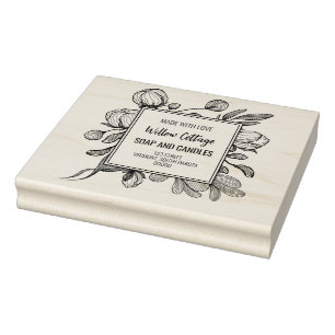 Marca Floral Hecha Con Amor Sello De Caucho