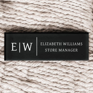 Marca Magnet Black Monograma Etiqueta de nombre de