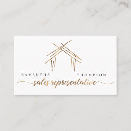 Marca Realtor con casa en tarjeta de visita de oro