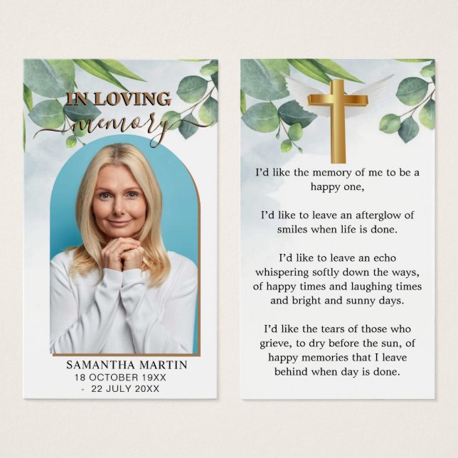 Marcador botánico mínimo conmemorativo del funeral (Anverso y reverso)