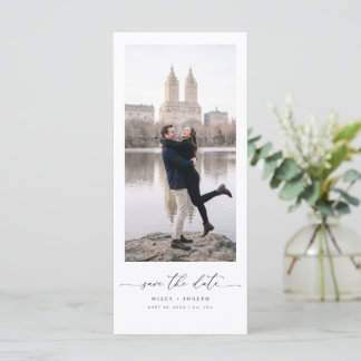 Marcador de fecha de boda con foto y letra moderna
