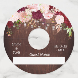 Marcador de frasco de Mason floral burdeos de made