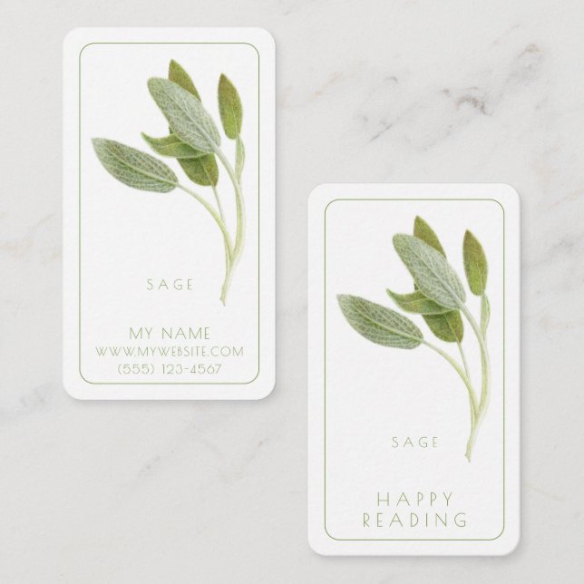 Marcador de negocios FRESH SAGE - Tarjeta 3.5x2 (Anverso / Reverso)