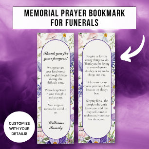 Marcador de tarjeta de oración Floral Purple Memor