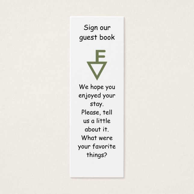 Marcador del libro de invitado de la familia Fishe (Frente)